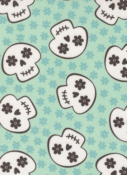 Fab Boo Lous Cheery Skulls By Me And My Sister For Moda Aqua