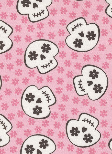 Fab Boo Lous Cheery Skulls By Me And My Sister For Moda Candy Pink