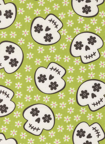 Fab Boo Lous Cheery Skulls By Me And My Sister For Moda Green Slime