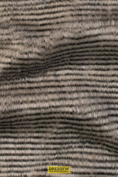 Faux Fur Fine Stripe Grey Mix