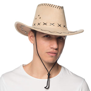 Faux Suede Cowboy Hat Beige