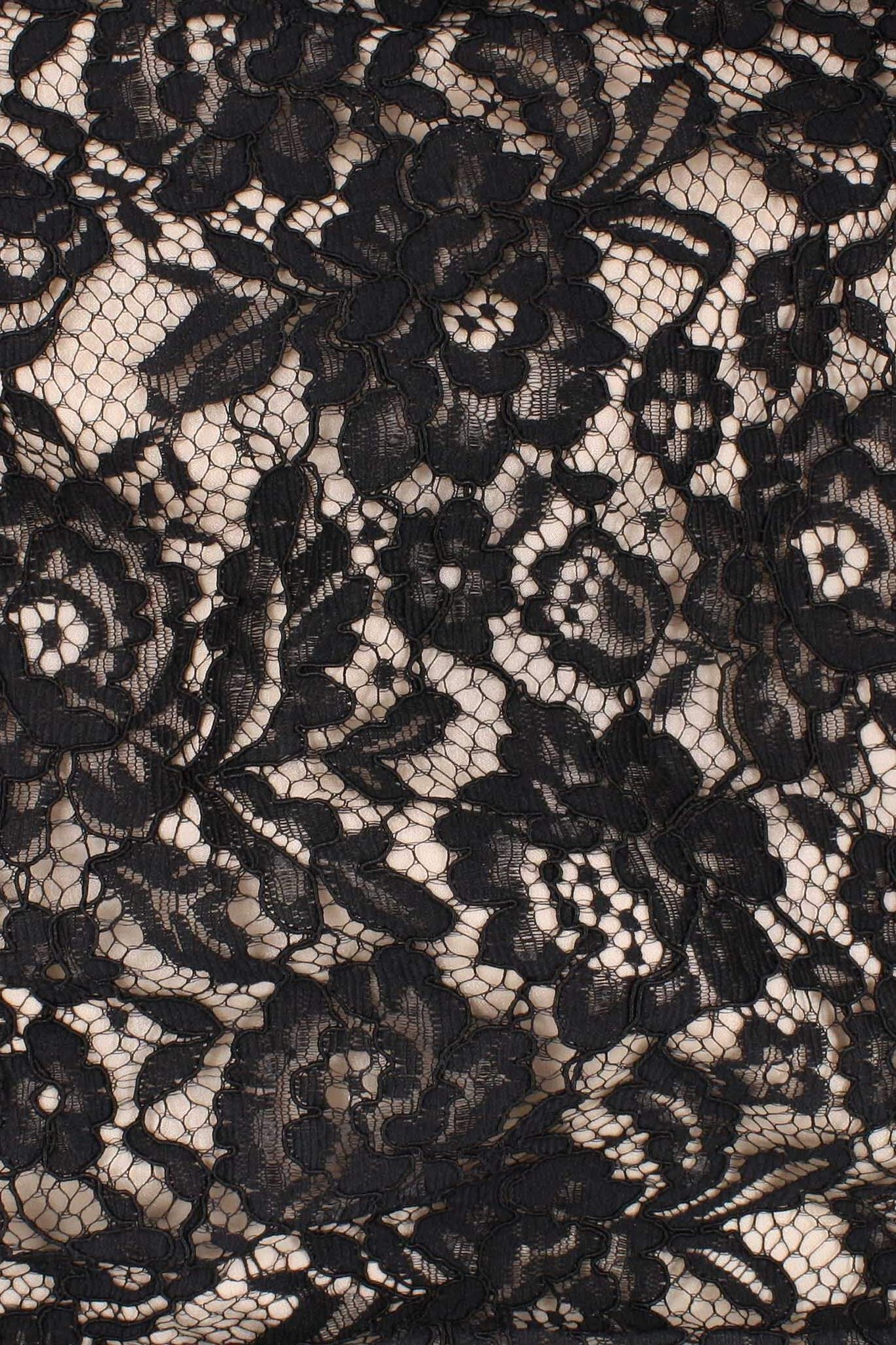 Flora Corded Double Scalloped Lace Black