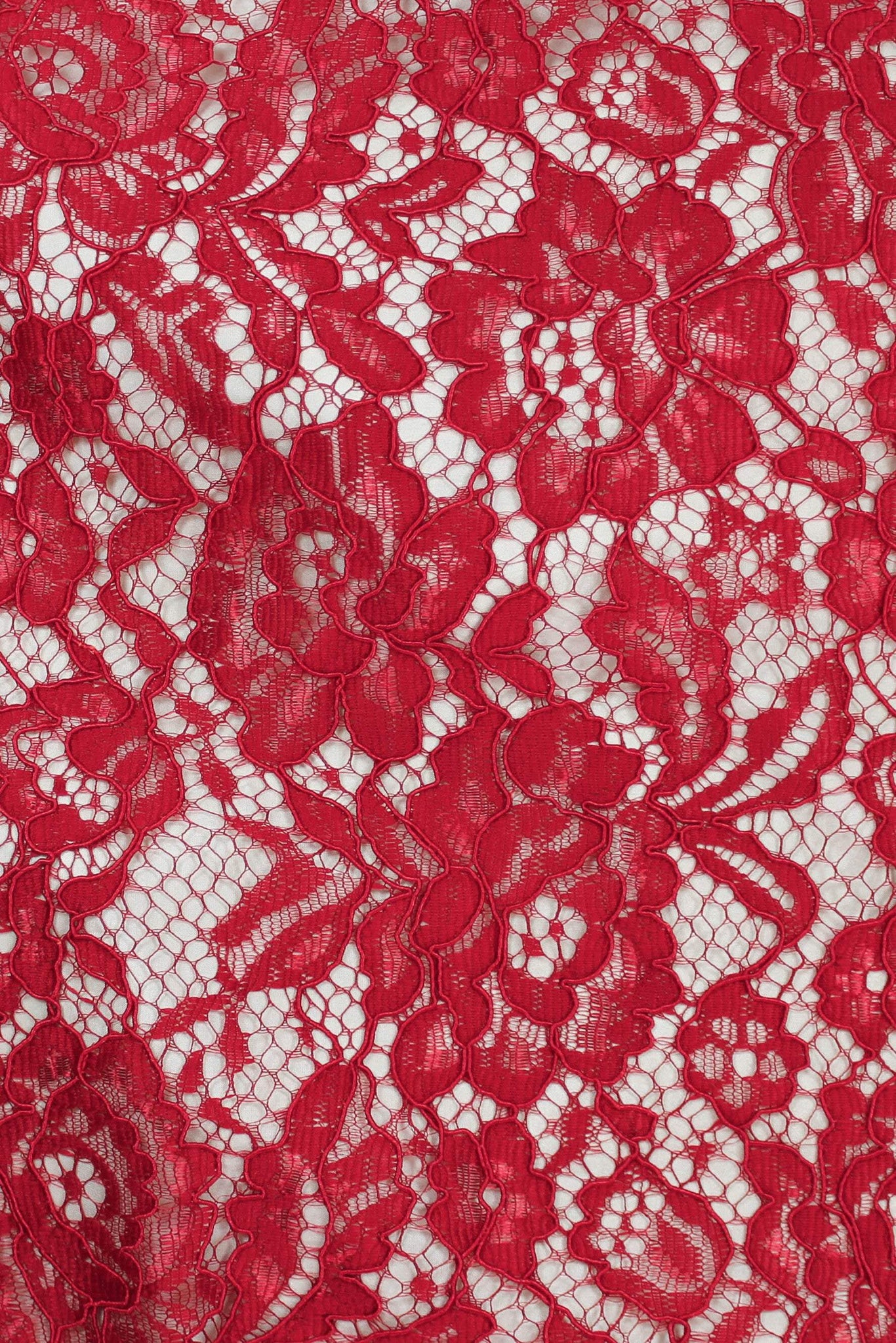 Flora Corded Double Scalloped Lace Scarlet