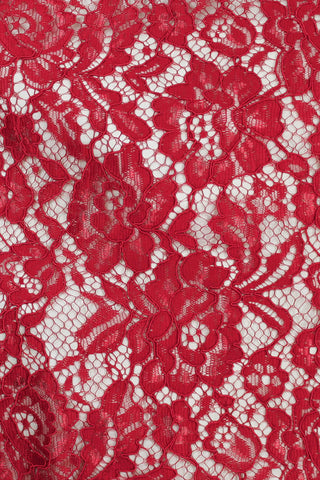 Flora Corded Double Scalloped Lace Scarlet