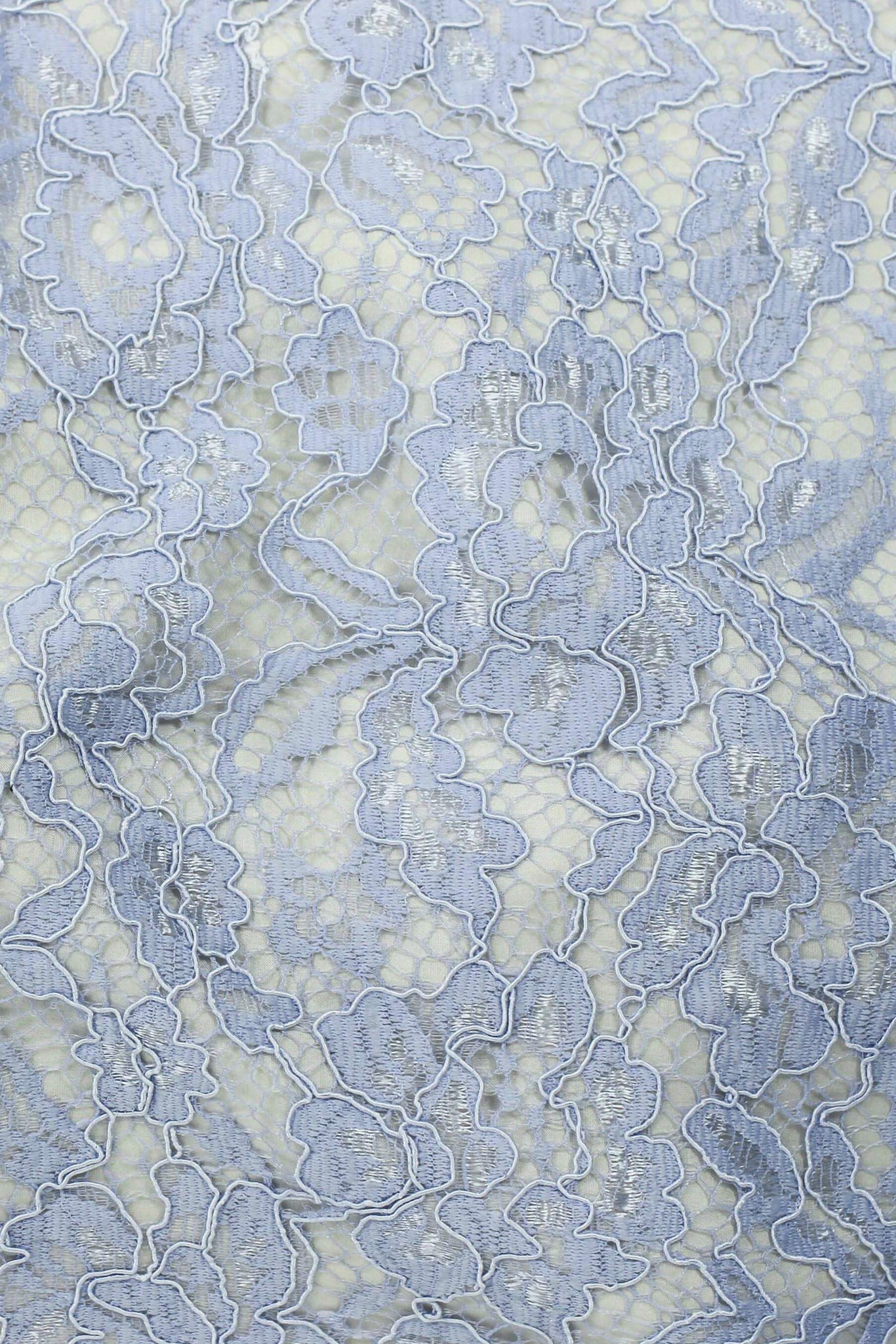 Flora Corded Double Scalloped Lace Sky Blue