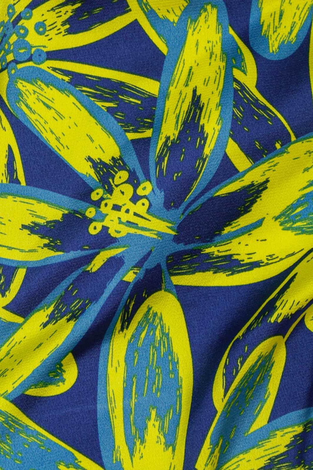 Floral Bubble Satin Lime / Royal