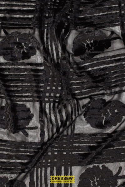 Floral Burnout Velvet Knit Black