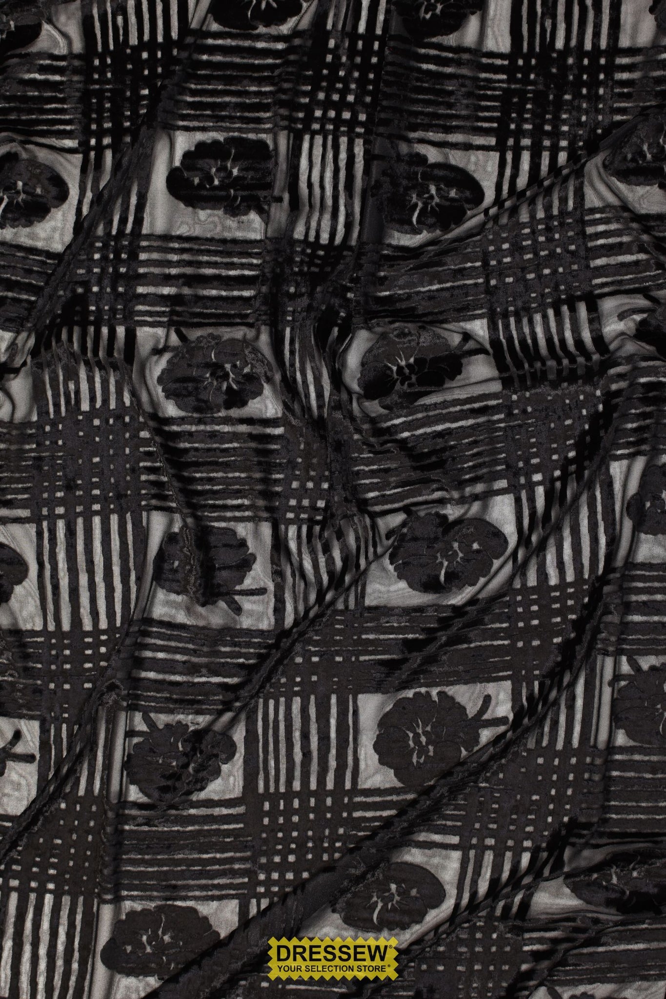 Floral Burnout Velvet Knit Black