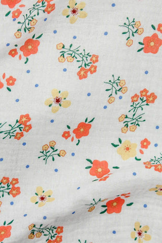 Floral Double Gauze Off White / Orange