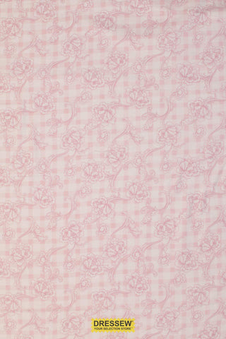 Floral Gingham Flannelette Baby Pink / White