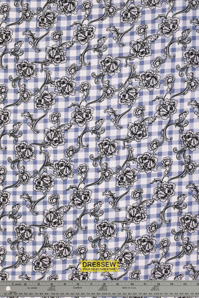 Floral Gingham Flannelette Denim / White