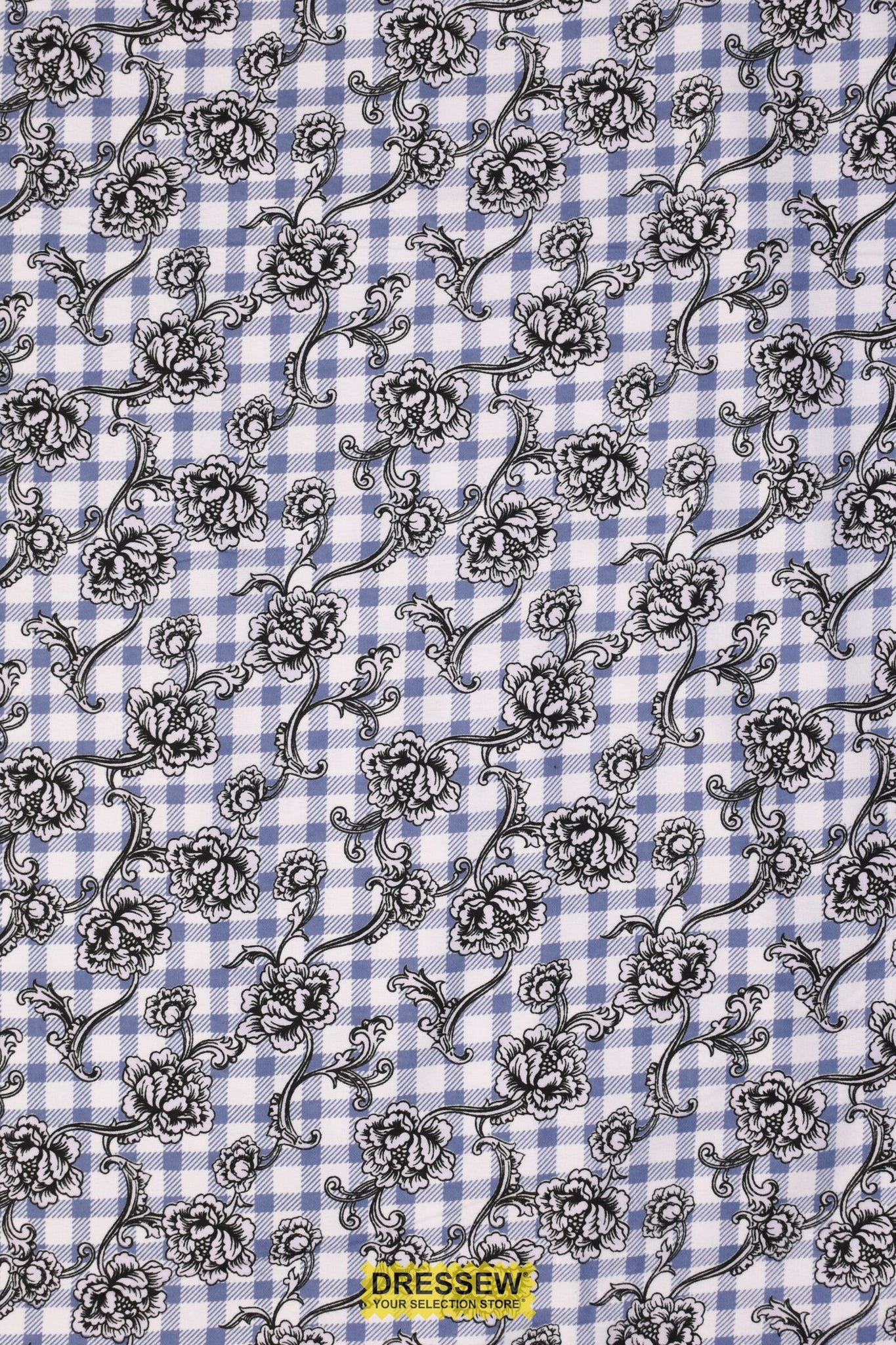 Floral Gingham Flannelette Denim / White