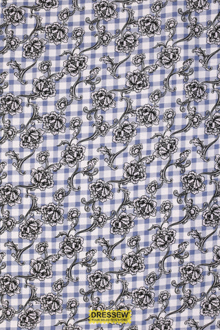 Floral Gingham Flannelette Denim / White