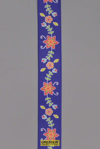 Floral Satin Ribbon 22mm (7/8") #5 Purple