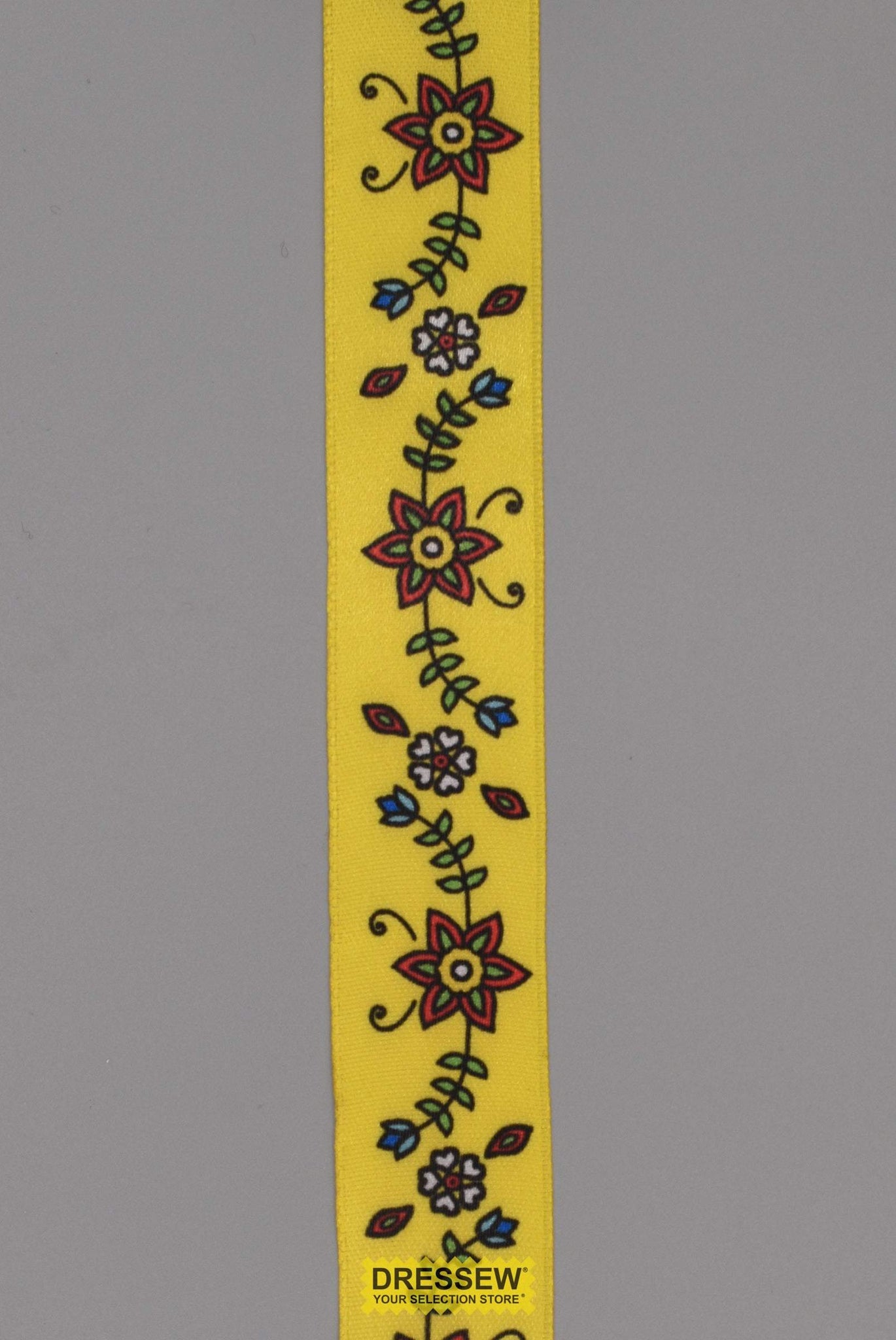 Floral Satin Ribbon 22mm (7/8") #5 Yellow