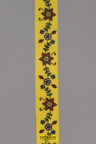 Floral Satin Ribbon 22mm (7/8") #5 Yellow