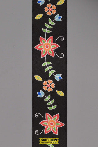 Floral Satin Ribbon 38mm (1-1/2") #9 Black