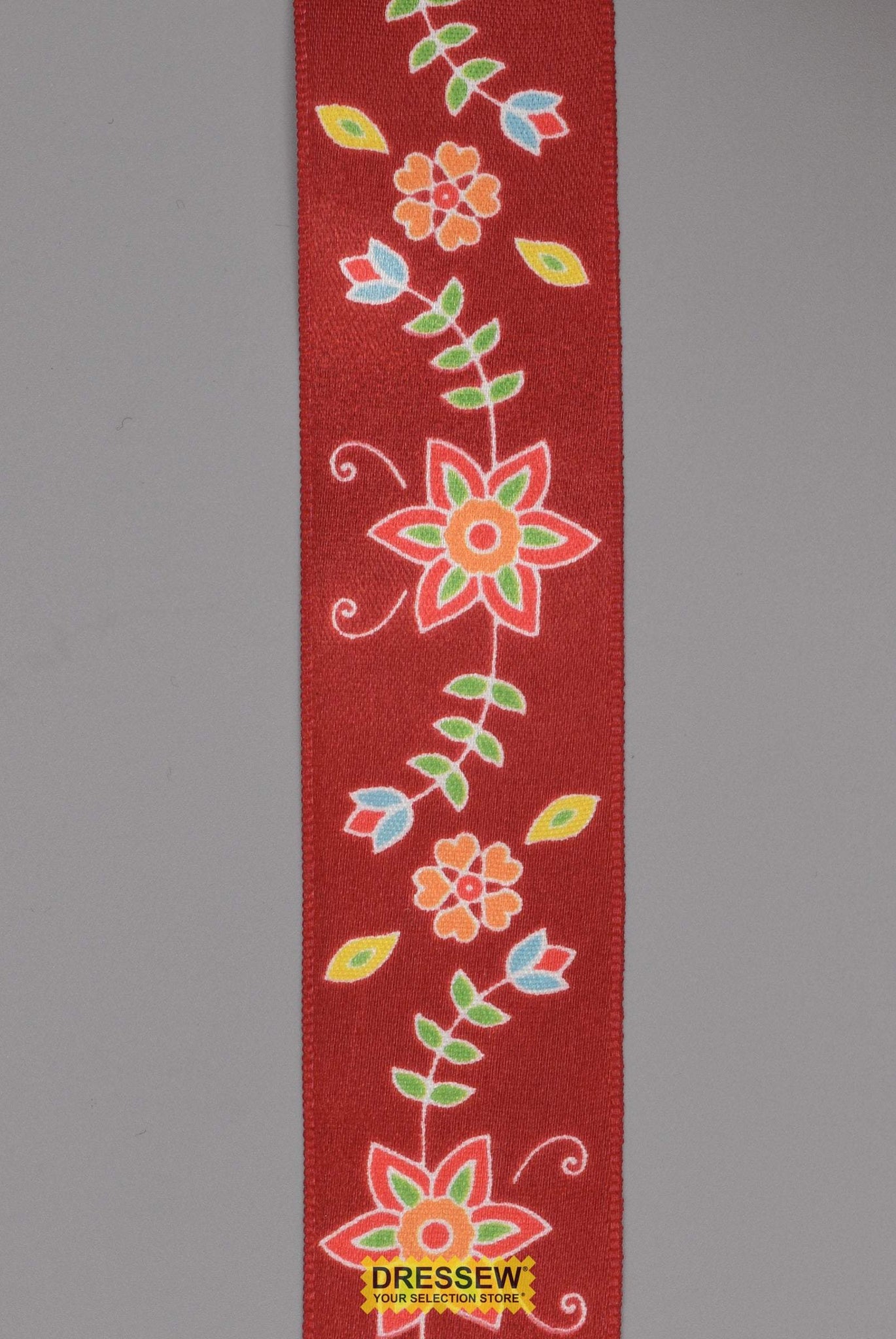 Floral Satin Ribbon 38mm (1-1/2") #9 Burgundy