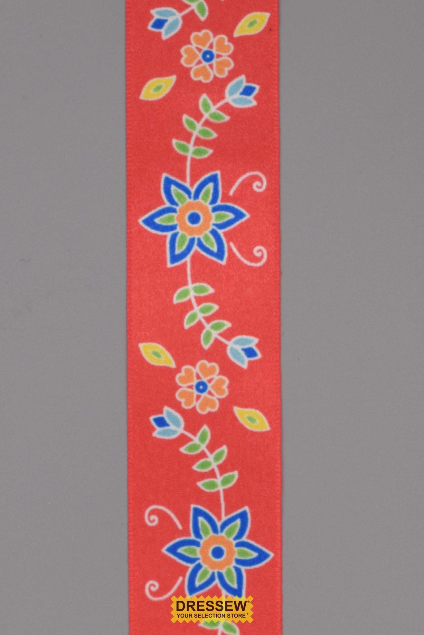 Floral Satin Ribbon 38mm (1-1/2") #9 Red