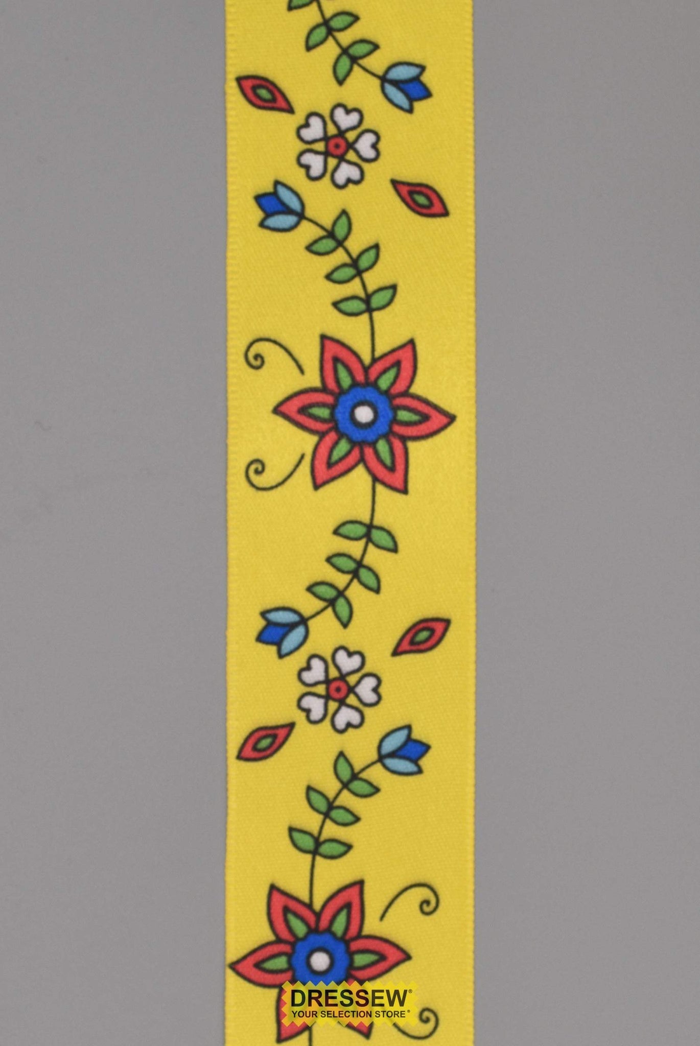 Floral Satin Ribbon 38mm (1-1/2") #9 Yellow