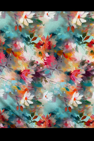 Floral Silk Blend Jacquard Aqua / Multi