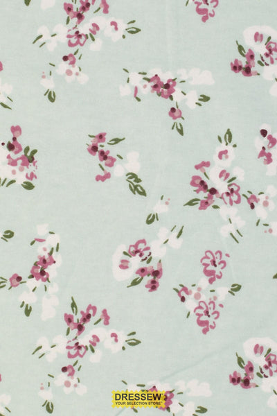 Floral Spray Flannelette Mint / Multi