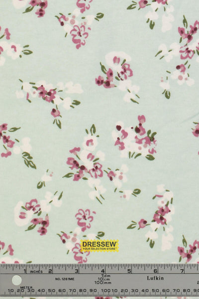 Floral Spray Flannelette Mint / Multi