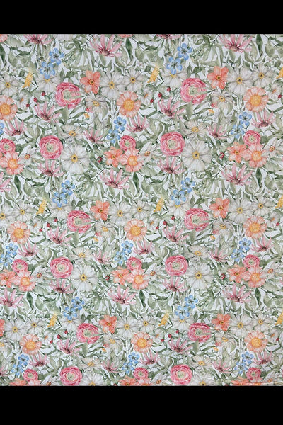 Floral Stretch Poplin Sage / Pink