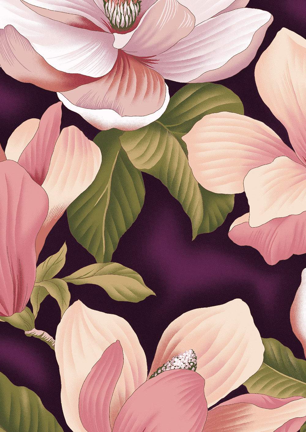 Flower Festival Magnolia By Benartex Digital Aubergine / Pink