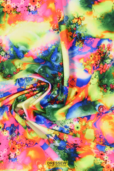 Flower Power Lycra Lime / Multi