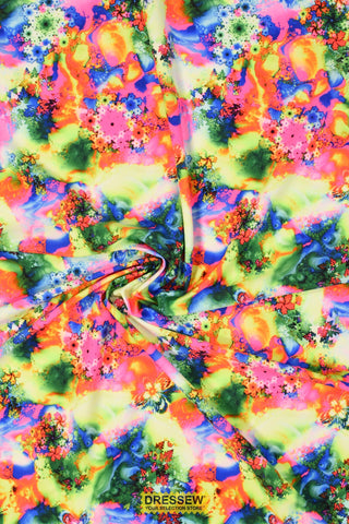 Flower Power Lycra Lime / Multi