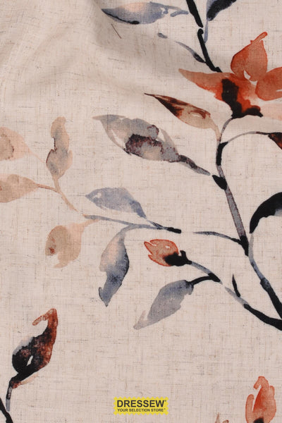 Flower Stems Linen Blend Natural / Rust