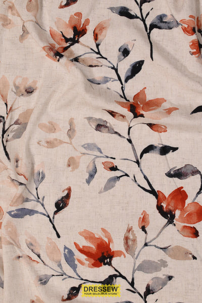 Flower Stems Linen Blend Natural / Rust