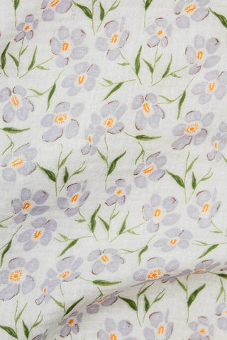 Flower Toss Double Gauze Off White / Lilac