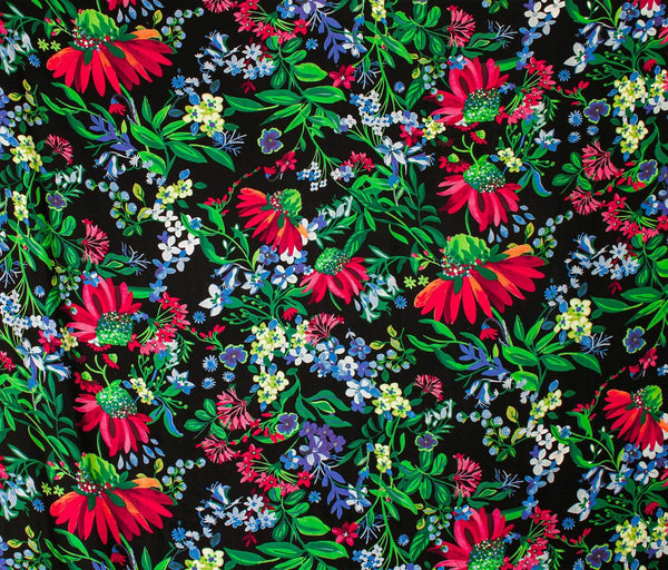 Flower Toss Taylor Twill Black / Red / Blue