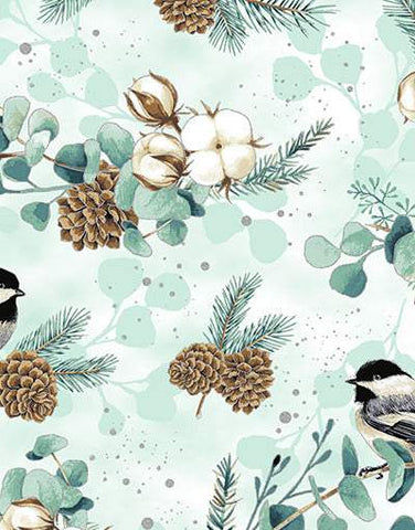 Fly Home For Winter Chickadees & Foliage By Hoffman Mint / Metallic
