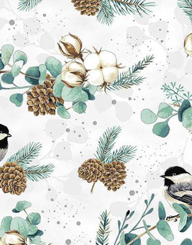 Fly Home For Winter Chickadees & Foliage By Hoffman Snow / Metallic
