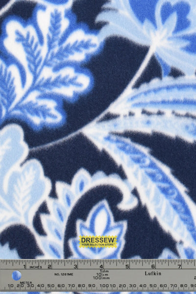Folk Floral Polar Fleece Blue Mix