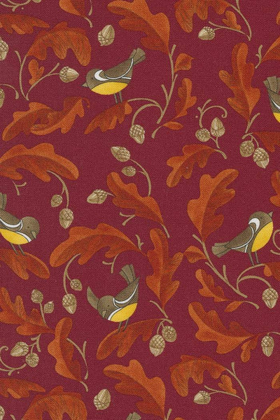 Forest Frolic Chickadees and Acorns By Robin Pickens For Moda Cinnamon