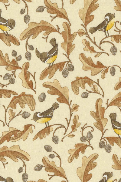 Forest Frolic Chickadees and Acorns By Robin Pickens For Moda Cream