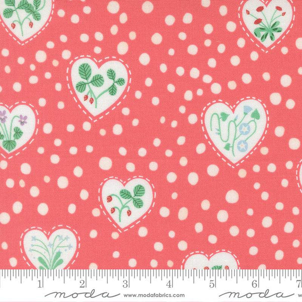 Funny Valentine Flower Hearts By Lizzy House For Moda Coral