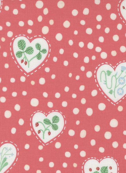 Funny Valentine Flower Hearts By Lizzy House For Moda Coral
