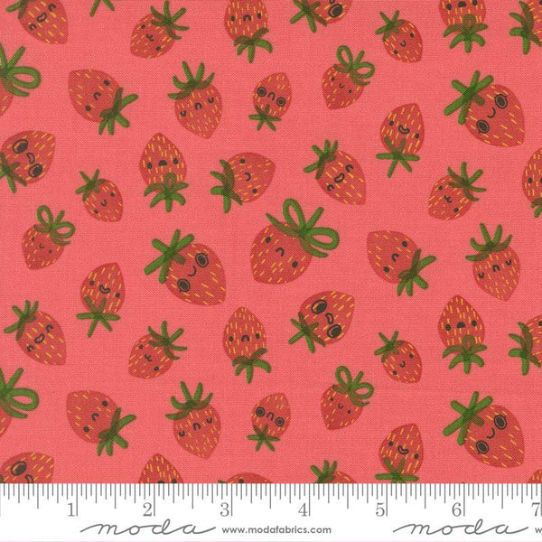 Funny Valentine Strawberries By Lizzy House For Moda Coral