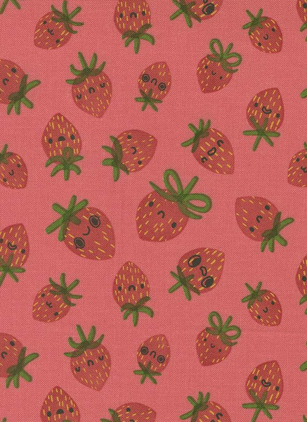 Funny Valentine Strawberries By Lizzy House For Moda Coral