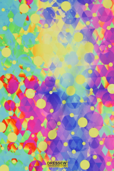 Geometric Dot Lycra Aqua / Multi