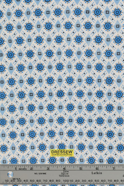 Geometric Flannelette White / Blue