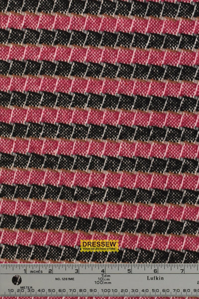 Geometric Tweed Coating Black / Berry