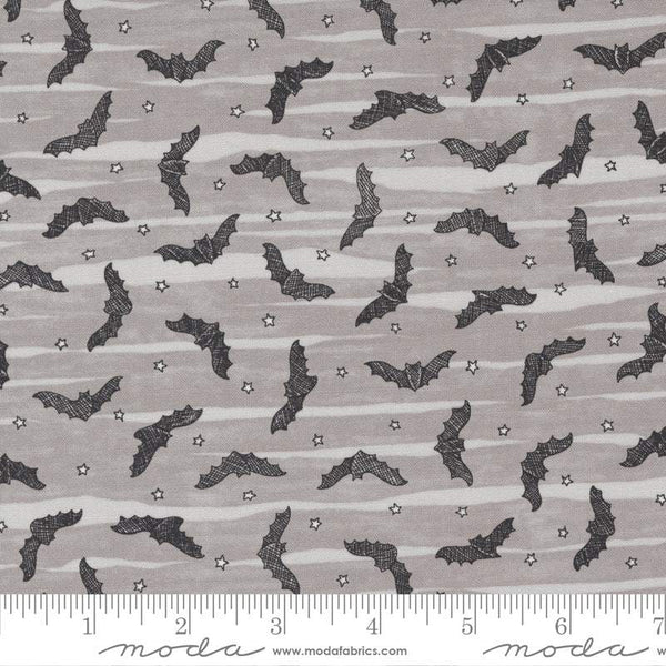Ghostly Greetings Bat Skies By Deb Strain For Moda Granite Grey