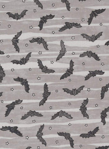 Ghostly Greetings Bat Skies By Deb Strain For Moda Granite Grey