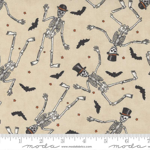 Ghostly Greetings Dancing Skeletons By Deb Strain For Moda Parchment